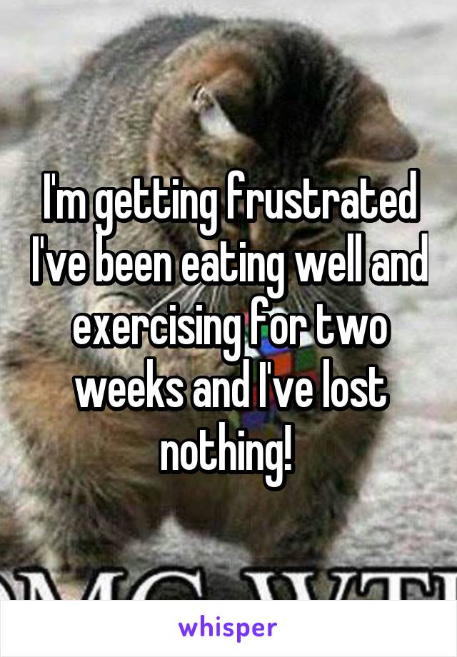 I'm getting frustrated I've been eating well and exercising for two weeks and I've lost nothing! 