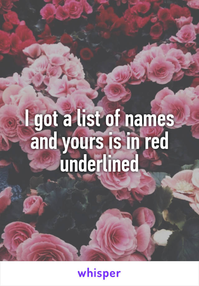 I got a list of names and yours is in red underlined