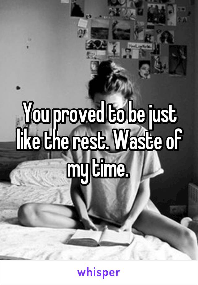 You proved to be just like the rest. Waste of my time. 