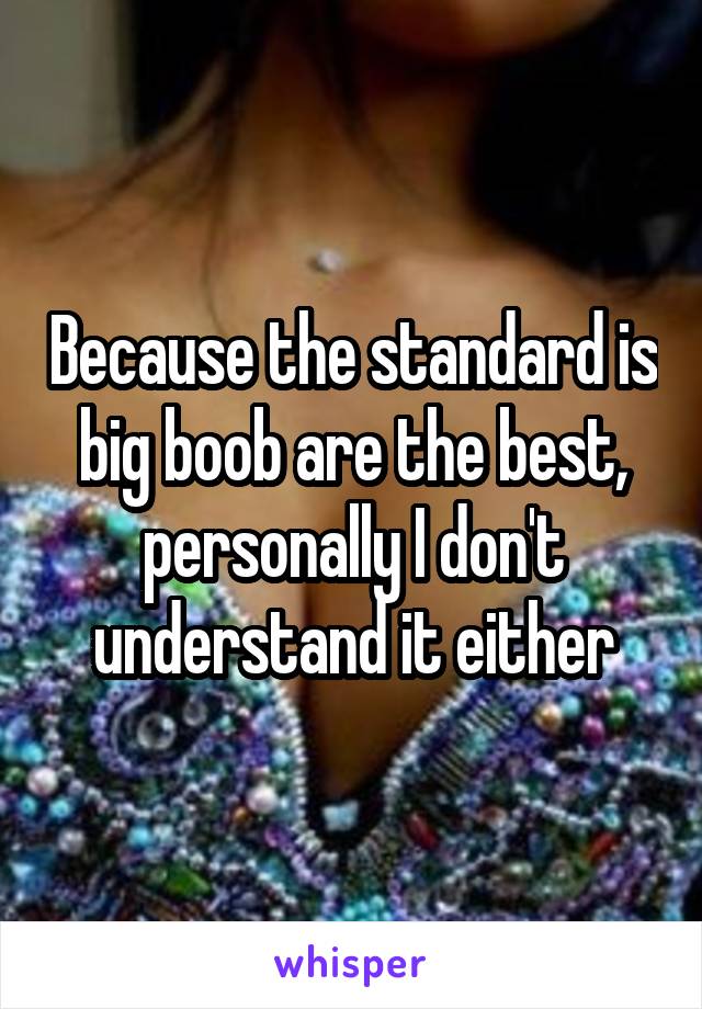 Because the standard is big boob are the best, personally I don't understand it either