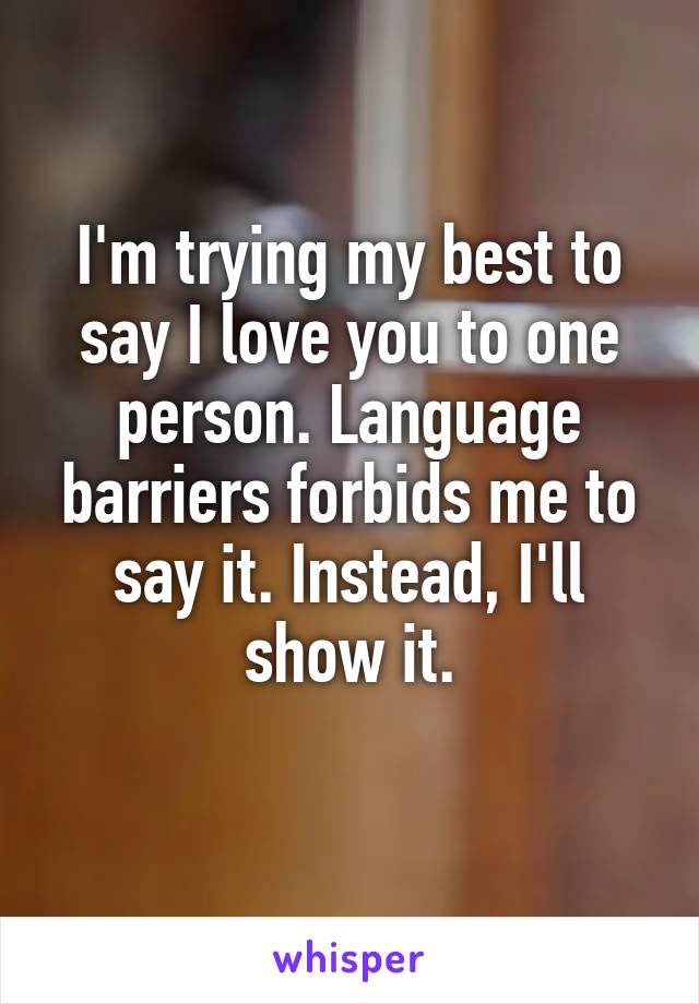 I'm trying my best to say I love you to one person. Language barriers forbids me to say it. Instead, I'll show it.
