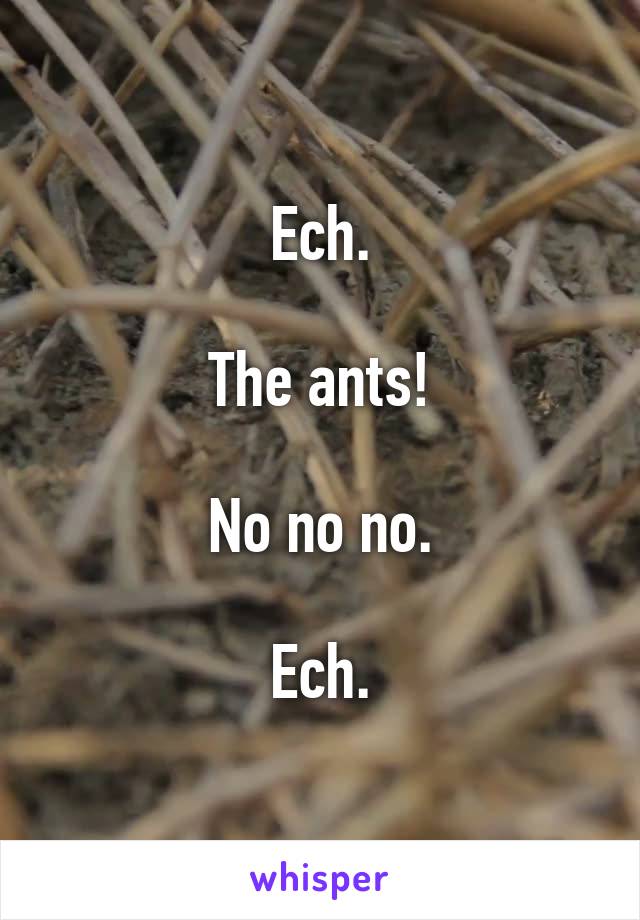 Ech.

The ants!

No no no.

Ech.