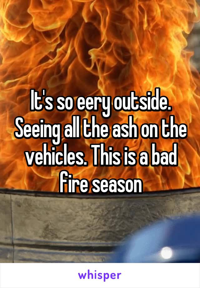 It's so eery outside. Seeing all the ash on the vehicles. This is a bad fire season