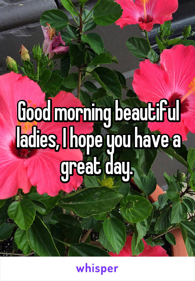 Good morning beautiful ladies, I hope you have a great day. 
