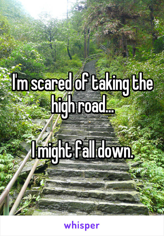 I'm scared of taking the high road...

I might fall down.