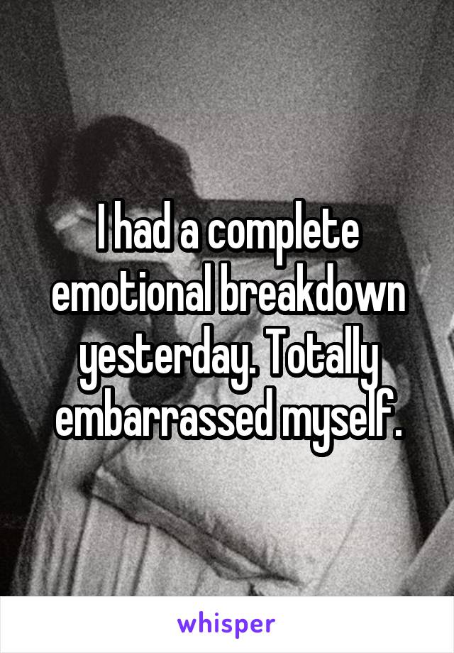 I had a complete emotional breakdown yesterday. Totally embarrassed myself.