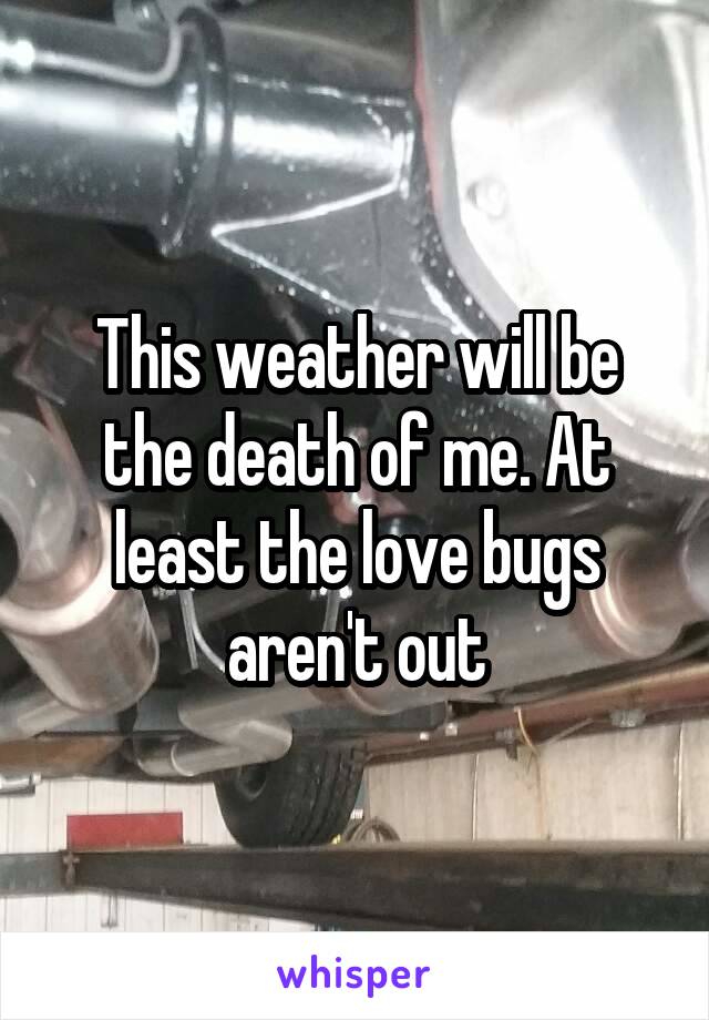 This weather will be the death of me. At least the love bugs aren't out