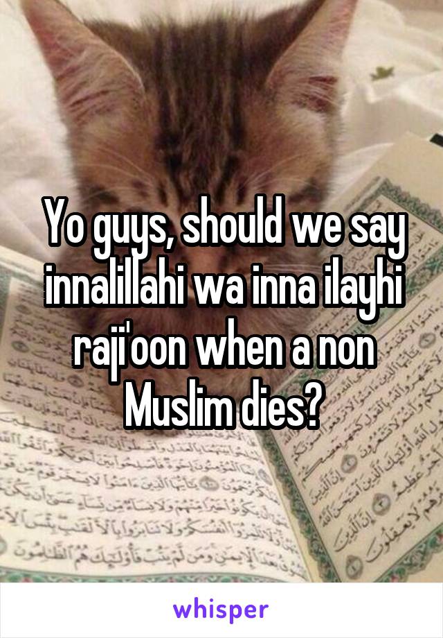 Yo guys, should we say innalillahi wa inna ilayhi raji'oon when a non Muslim dies?