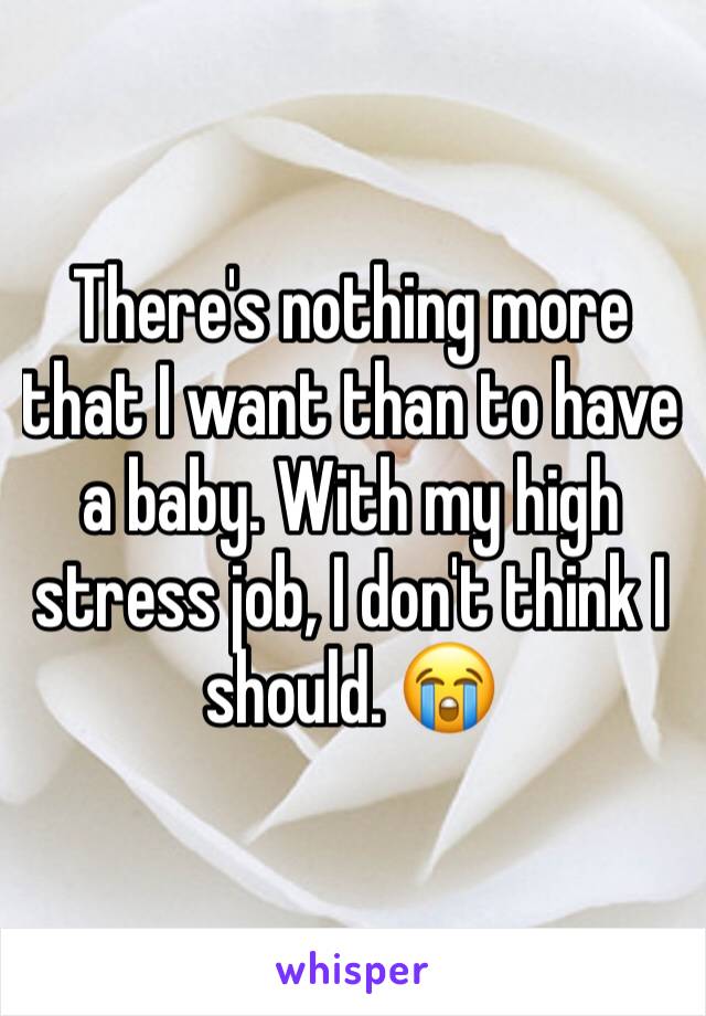 There's nothing more that I want than to have a baby. With my high stress job, I don't think I should. 😭