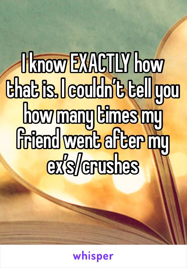 I know EXACTLY how that is. I couldn’t tell you how many times my friend went after my ex’s/crushes