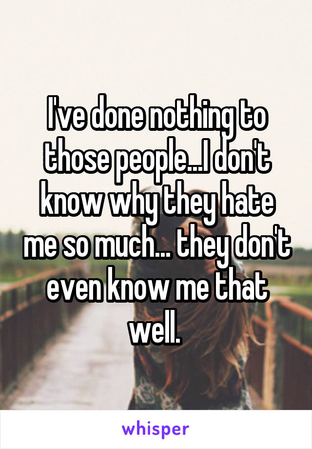 I've done nothing to those people...I don't know why they hate me so much... they don't even know me that well. 