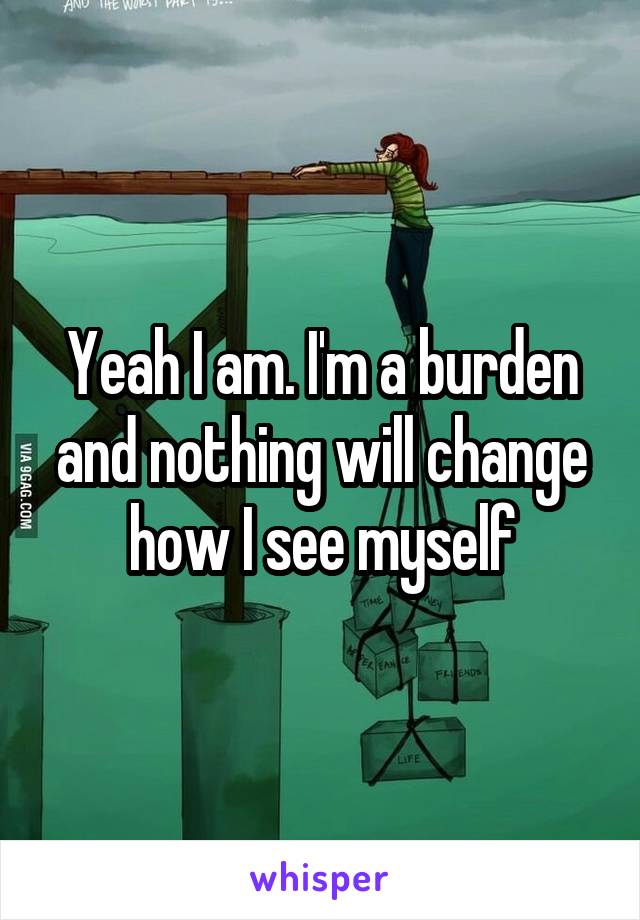 Yeah I am. I'm a burden and nothing will change how I see myself