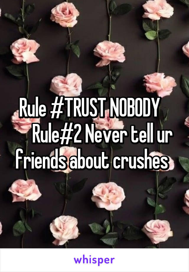 Rule #TRUST NOBODY   
    Rule#2 Never tell ur friends about crushes  