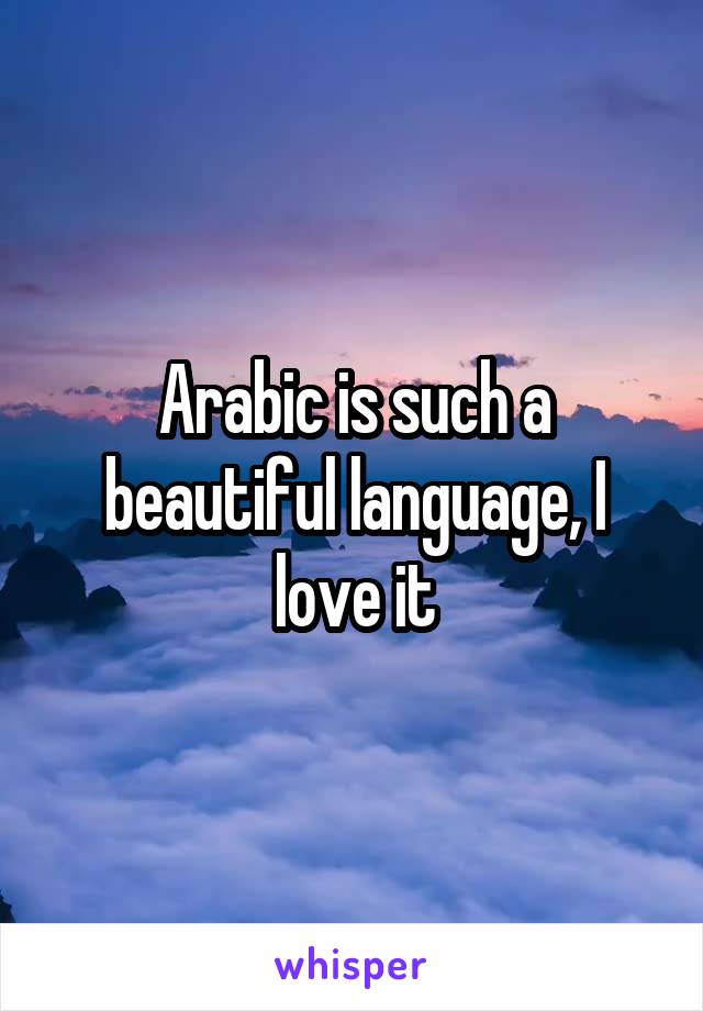Arabic is such a beautiful language, I love it