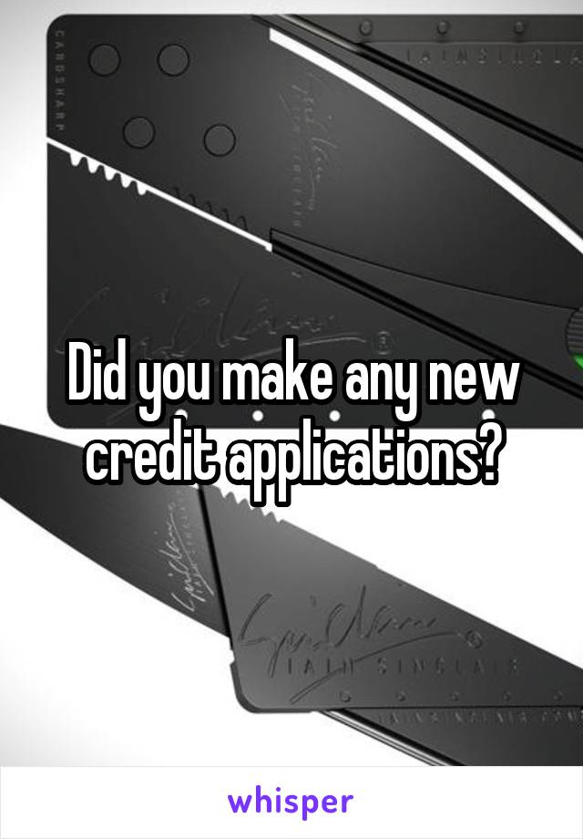 Did you make any new credit applications?