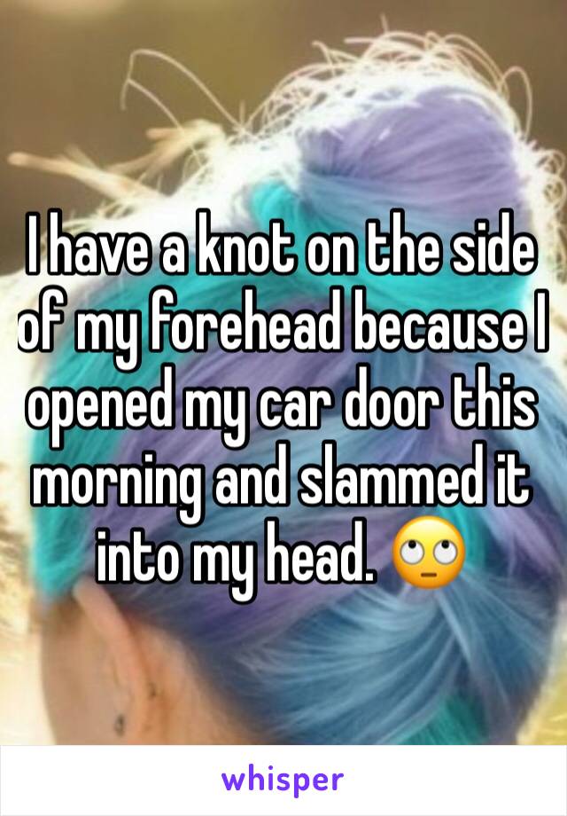 I have a knot on the side of my forehead because I opened my car door this morning and slammed it into my head. 🙄 