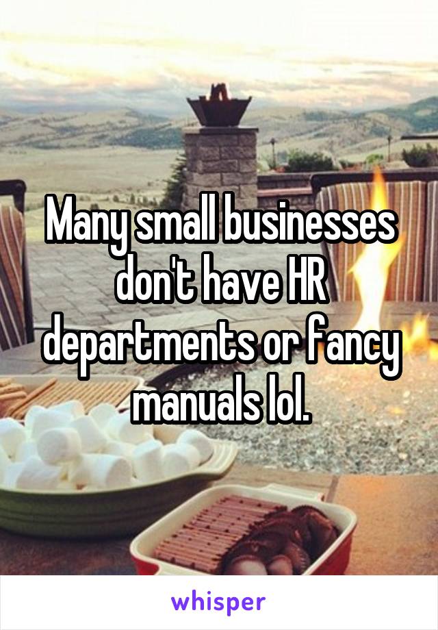 Many small businesses don't have HR departments or fancy manuals lol.