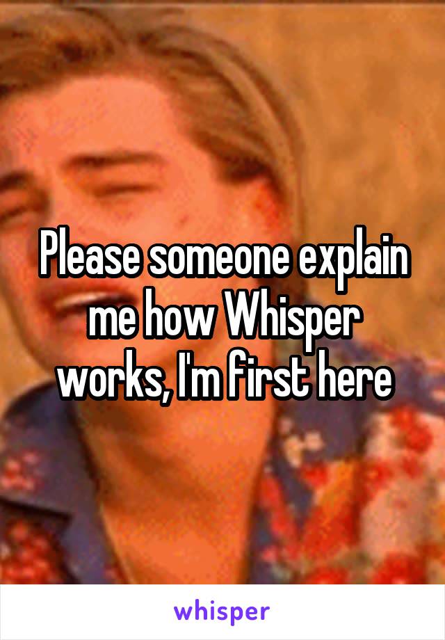 Please someone explain me how Whisper works, I'm first here