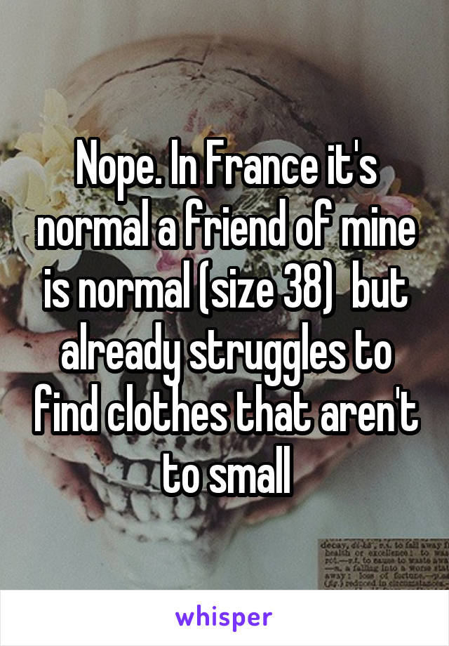Nope. In France it's normal a friend of mine is normal (size 38)  but already struggles to find clothes that aren't to small