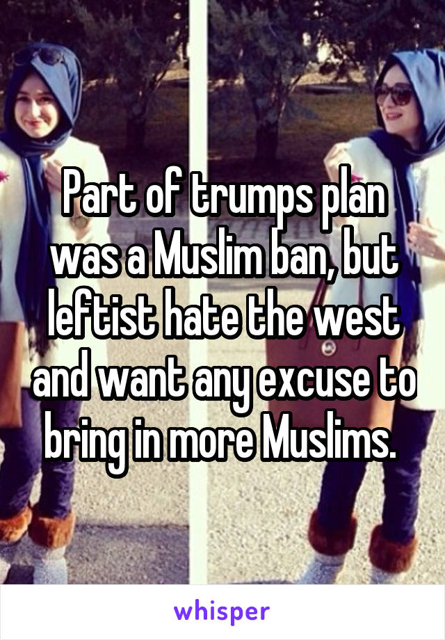 Part of trumps plan was a Muslim ban, but leftist hate the west and want any excuse to bring in more Muslims. 