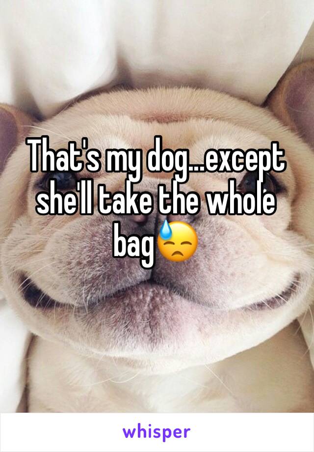 That's my dog...except she'll take the whole bag😓