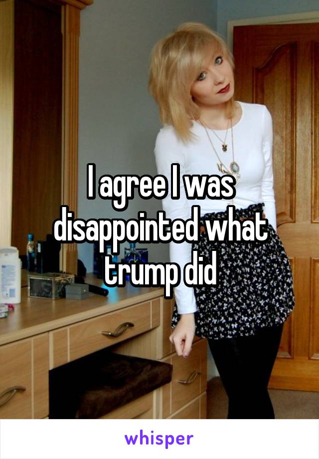 I agree I was disappointed what trump did