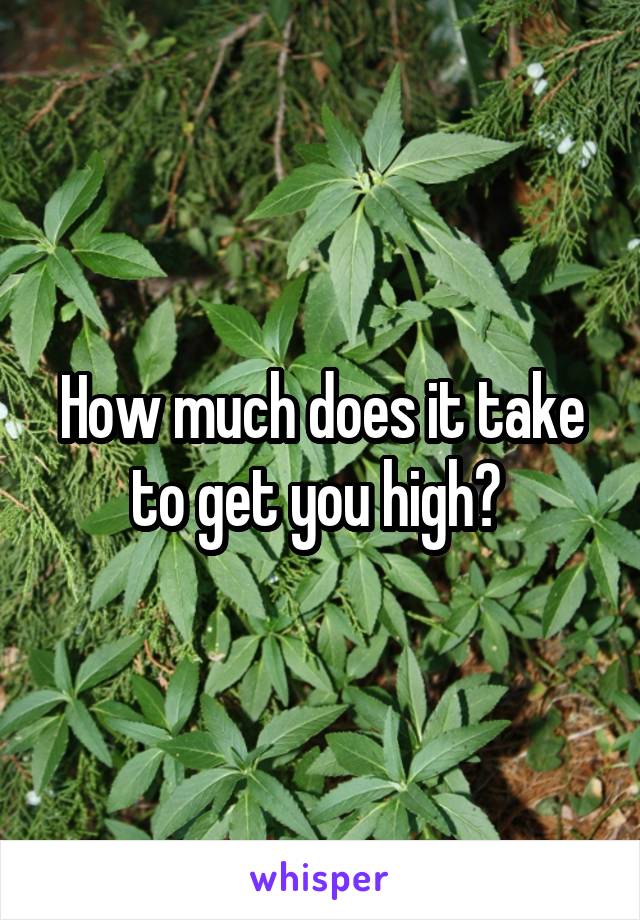 How much does it take to get you high? 