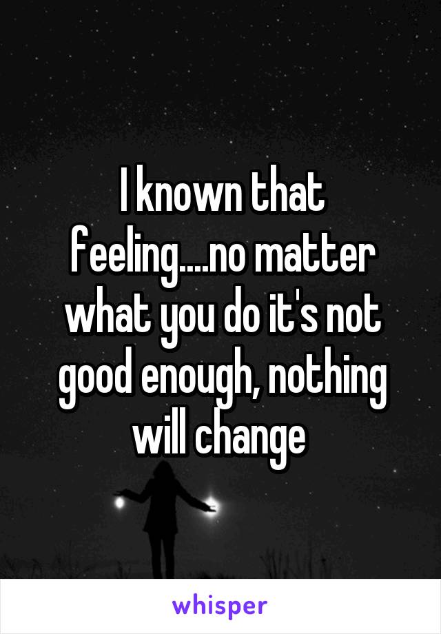 I known that feeling....no matter what you do it's not good enough, nothing will change 