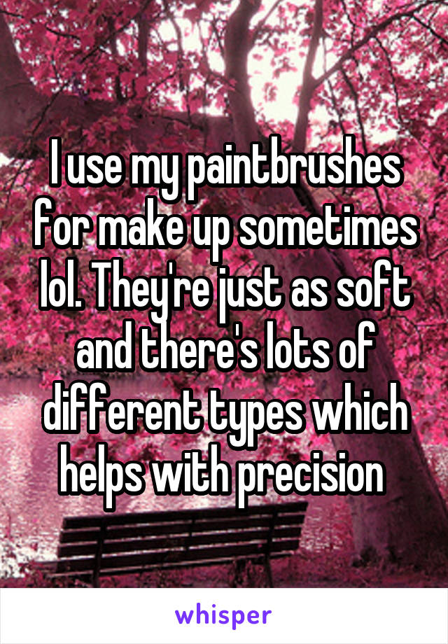 I use my paintbrushes for make up sometimes lol. They're just as soft and there's lots of different types which helps with precision 