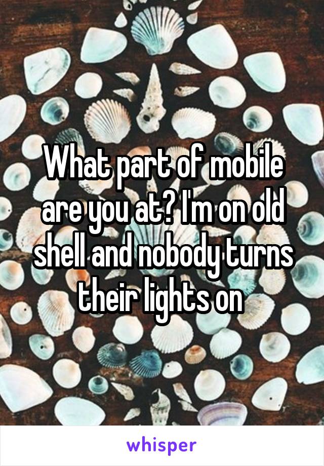 What part of mobile are you at? I'm on old shell and nobody turns their lights on 
