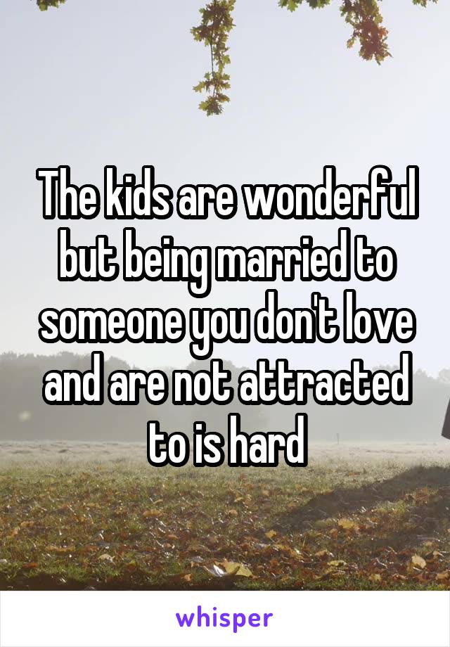 The kids are wonderful but being married to someone you don't love and are not attracted to is hard