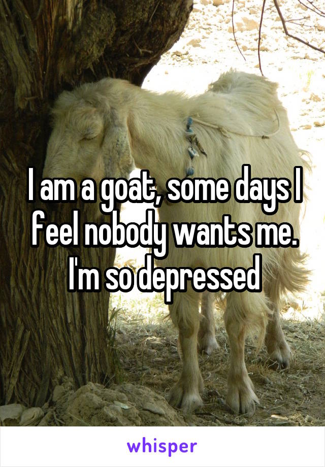 I am a goat, some days I feel nobody wants me. I'm so depressed