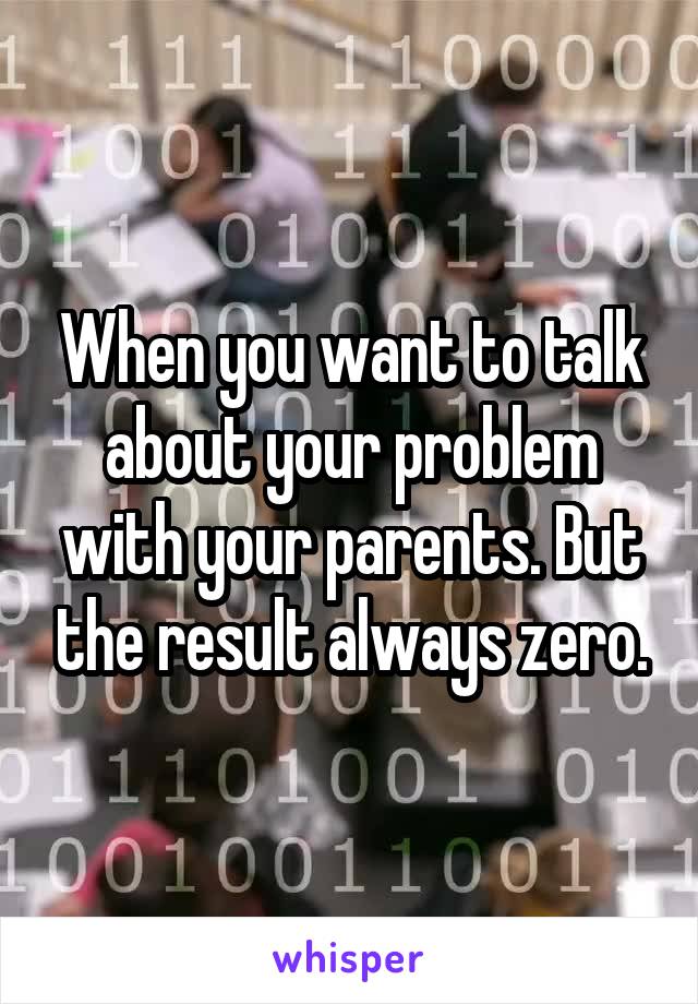 When you want to talk about your problem with your parents. But the result always zero.