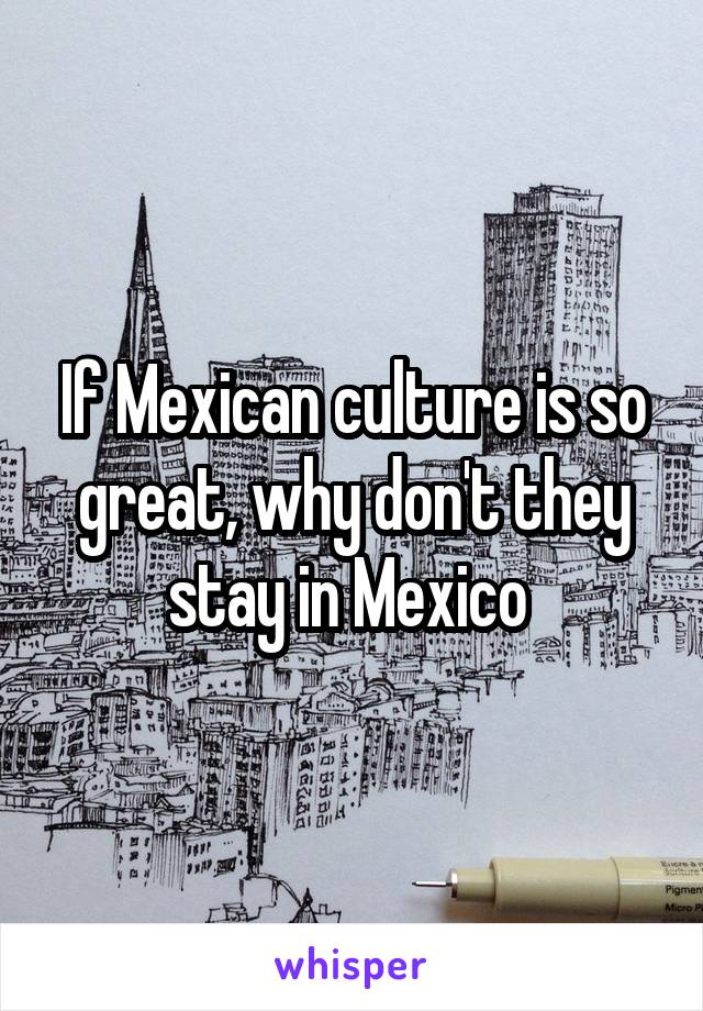 If Mexican culture is so great, why don't they stay in Mexico 