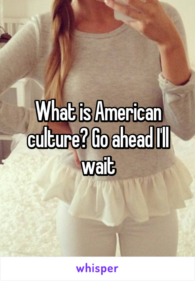 What is American culture? Go ahead I'll wait