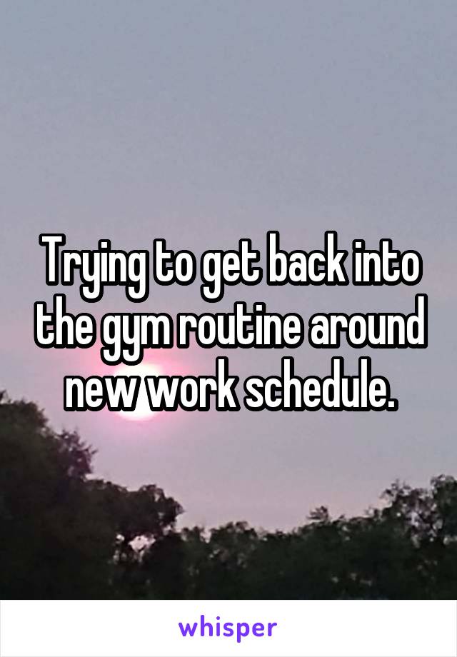 Trying to get back into the gym routine around new work schedule.