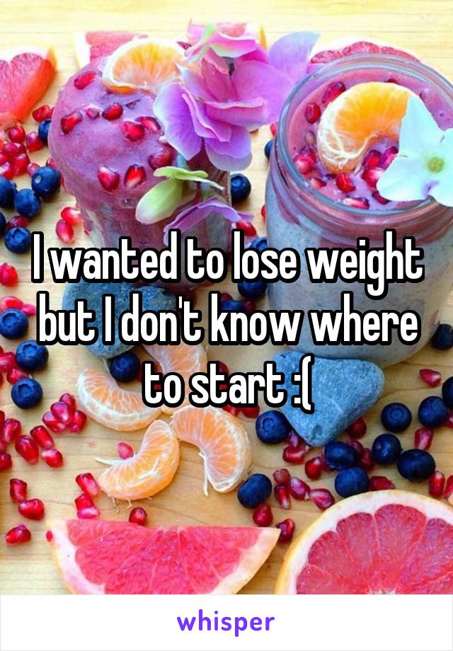 I wanted to lose weight but I don't know where to start :(