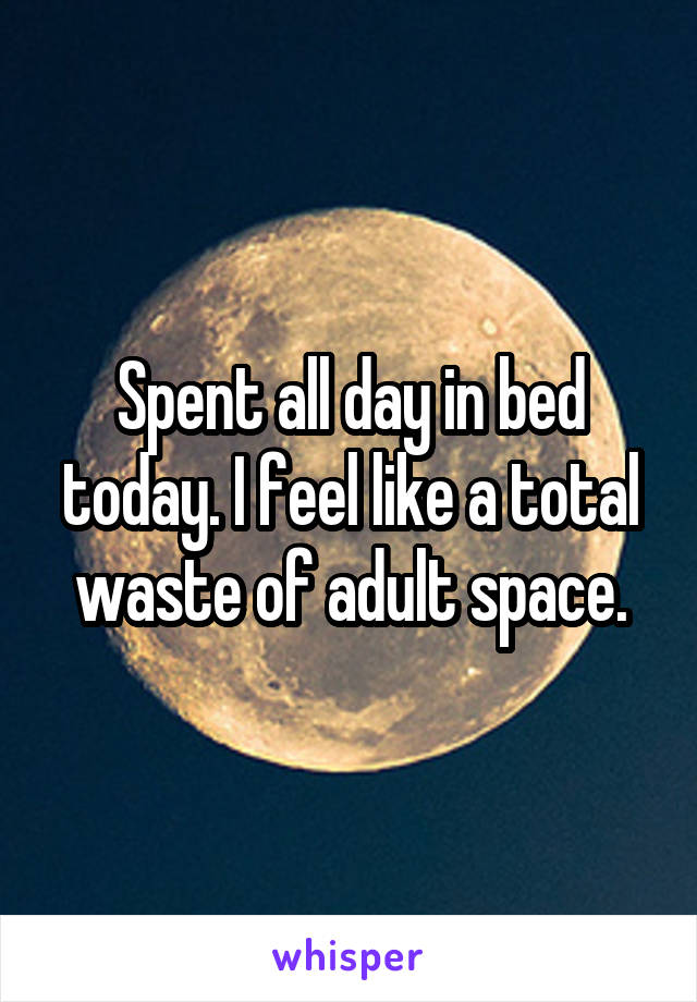 Spent all day in bed today. I feel like a total waste of adult space.