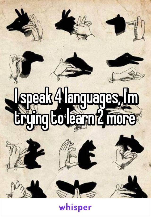 I speak 4 languages, I'm trying to learn 2 more 