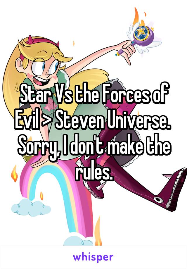 Star Vs the Forces of Evil > Steven Universe. 
Sorry, I don't make the rules.