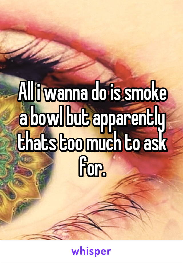All i wanna do is smoke a bowl but apparently thats too much to ask for.