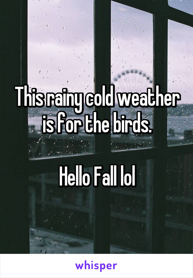 This rainy cold weather is for the birds.

Hello Fall lol