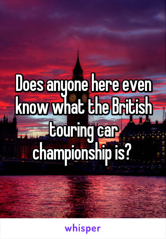 Does anyone here even know what the British touring car championship is? 