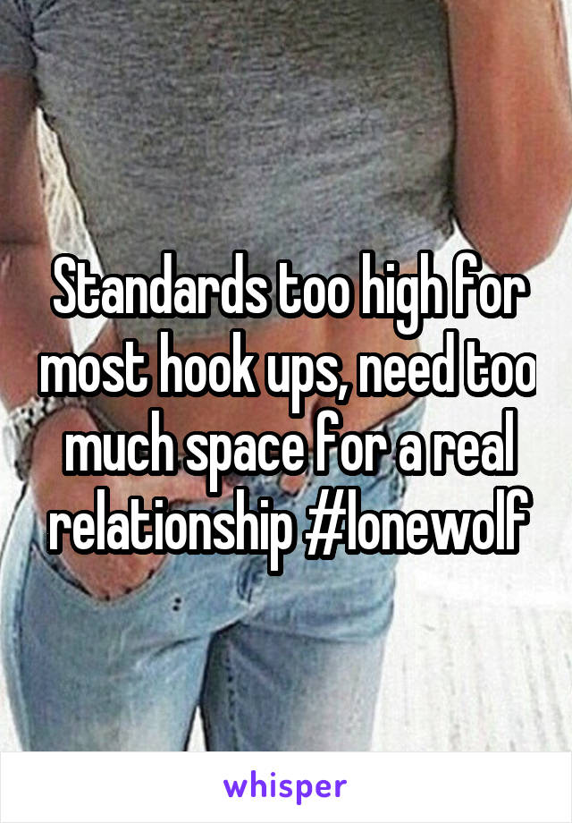 Standards too high for most hook ups, need too much space for a real relationship #lonewolf