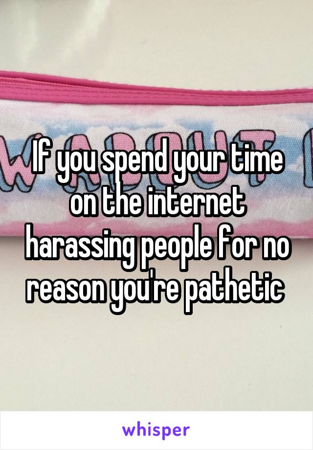 If you spend your time on the internet harassing people for no reason you're pathetic 