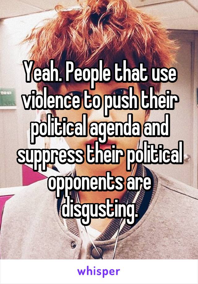 Yeah. People that use violence to push their political agenda and suppress their political opponents are disgusting.