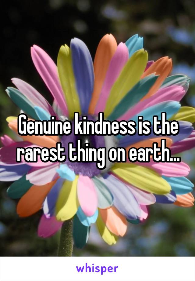 Genuine kindness is the rarest thing on earth...