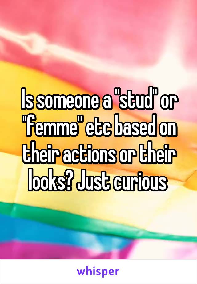 Is someone a "stud" or "femme" etc based on their actions or their looks? Just curious 