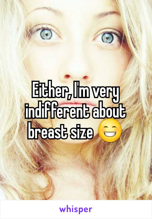 Either, I'm very indifferent about breast size 😁