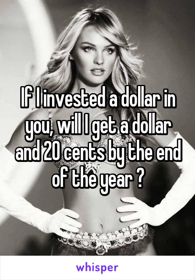 If I invested a dollar in you, will I get a dollar and 20 cents by the end of the year ?